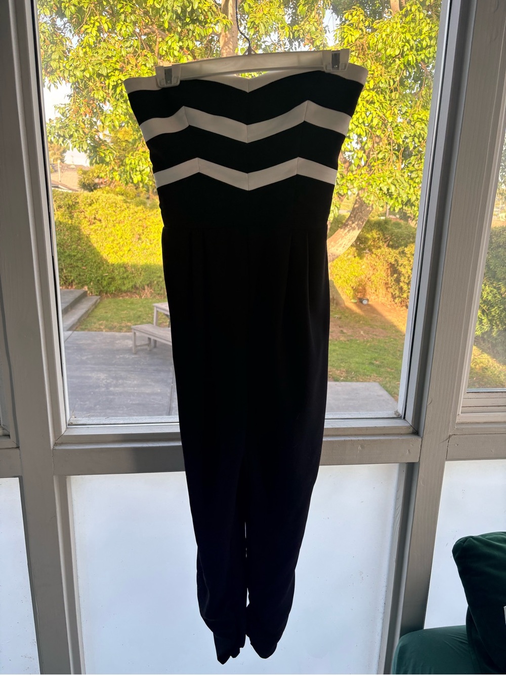 Parker Black Strapless Jumpsuit with White Chevron Strapless Bustier